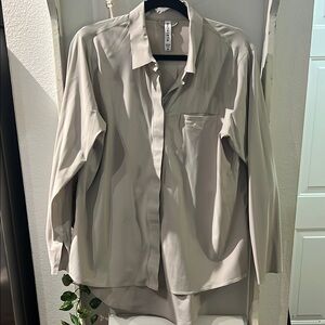 Athleta Gray/Tan  Button-Up Shirt